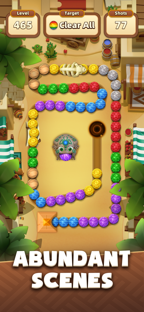 Marble Legend - Marble Legend puzzle gameplay featuring a desert theme and a frog marble shooter.