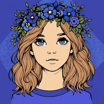 realistic girl with flower crown