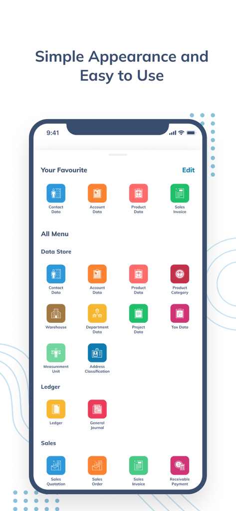 Zahir Apps - Mobile dashboard of Zahir Apps showing a clean and organized menu for managing business data inventory ledger and sales