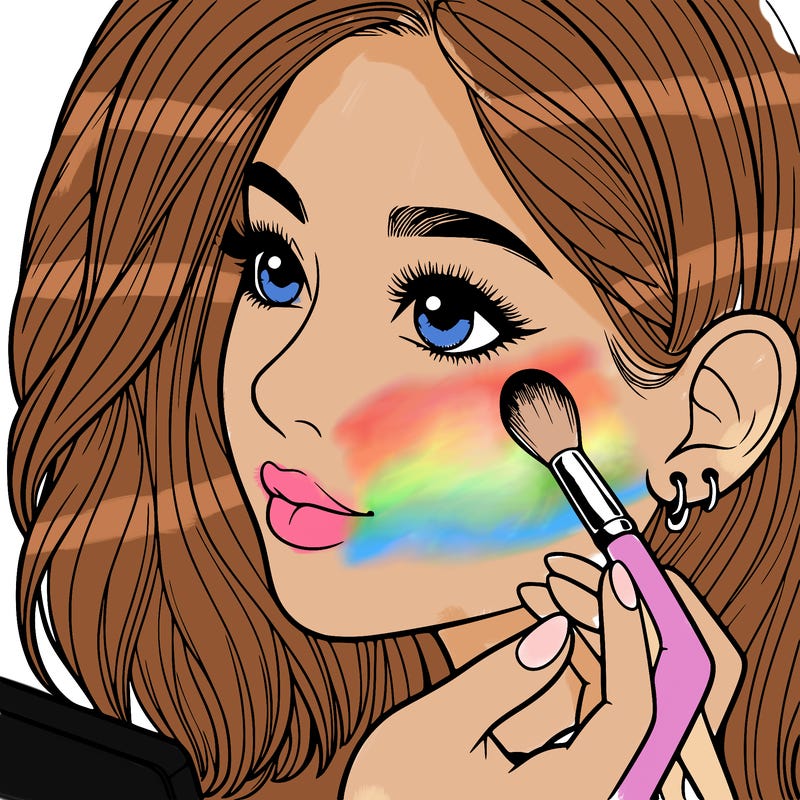 a realistic girl doing her makeup