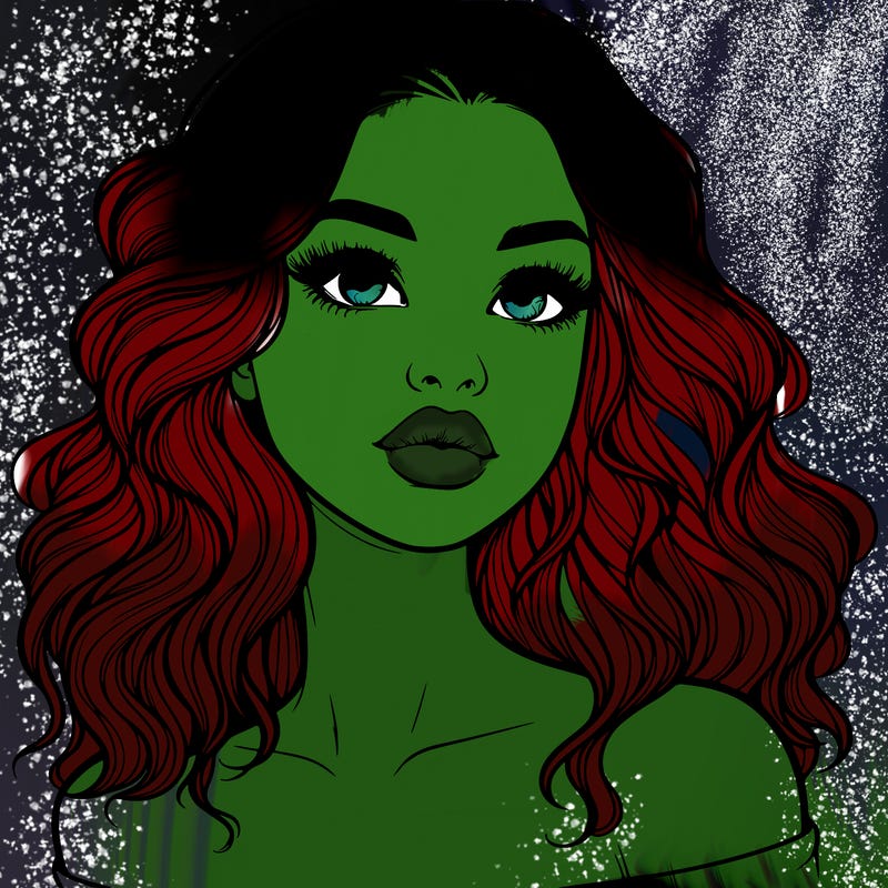 realistic girl with wavy hair and lips