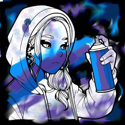 a realistic girl, spray painting