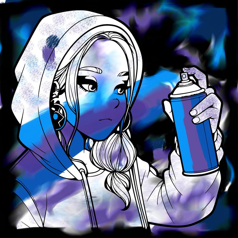 a realistic girl, spray painting