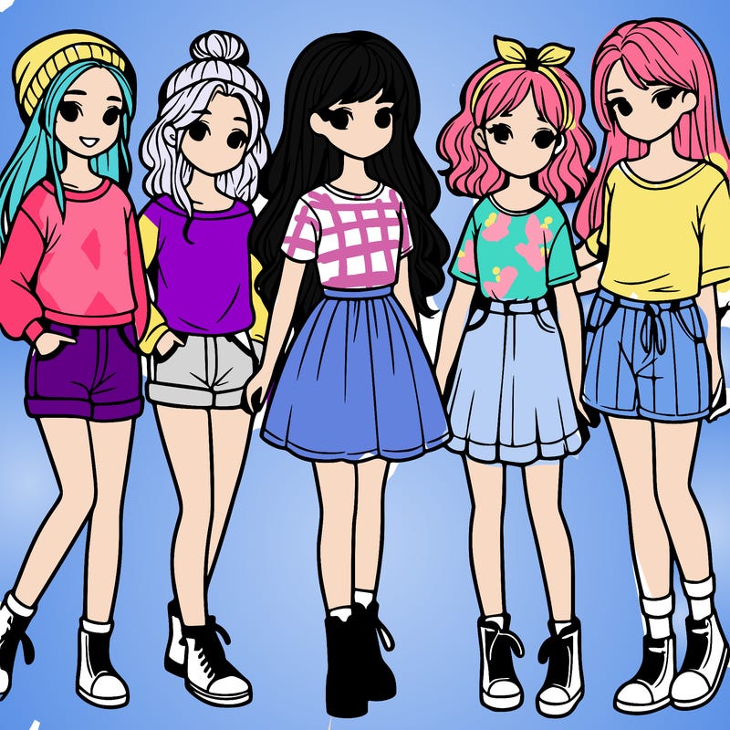 a group of five girls