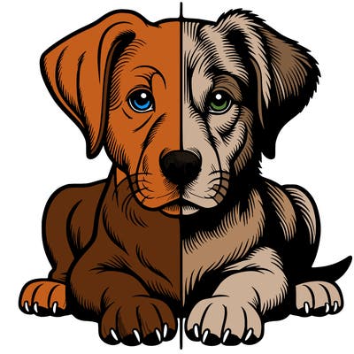 realistic dog split picture