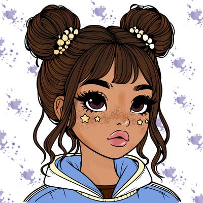 realistic girl with space buns