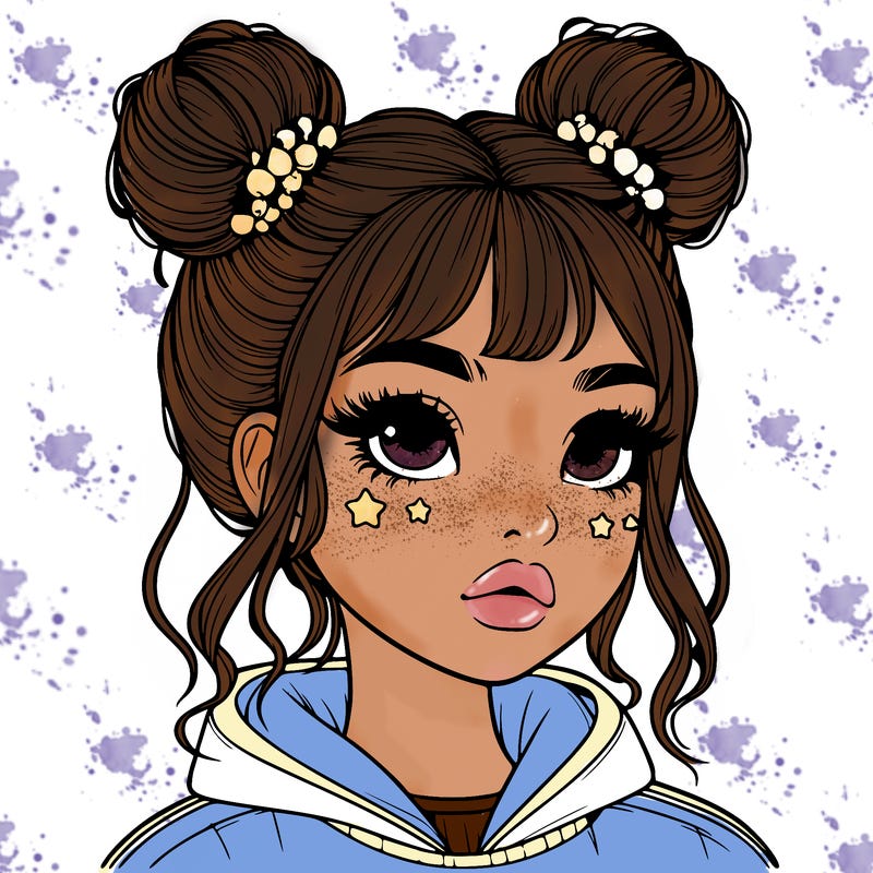realistic girl with space buns