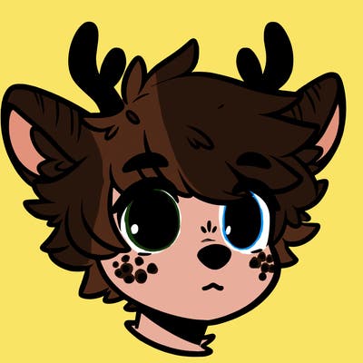 a humanoid deer with soft fluffy ears
