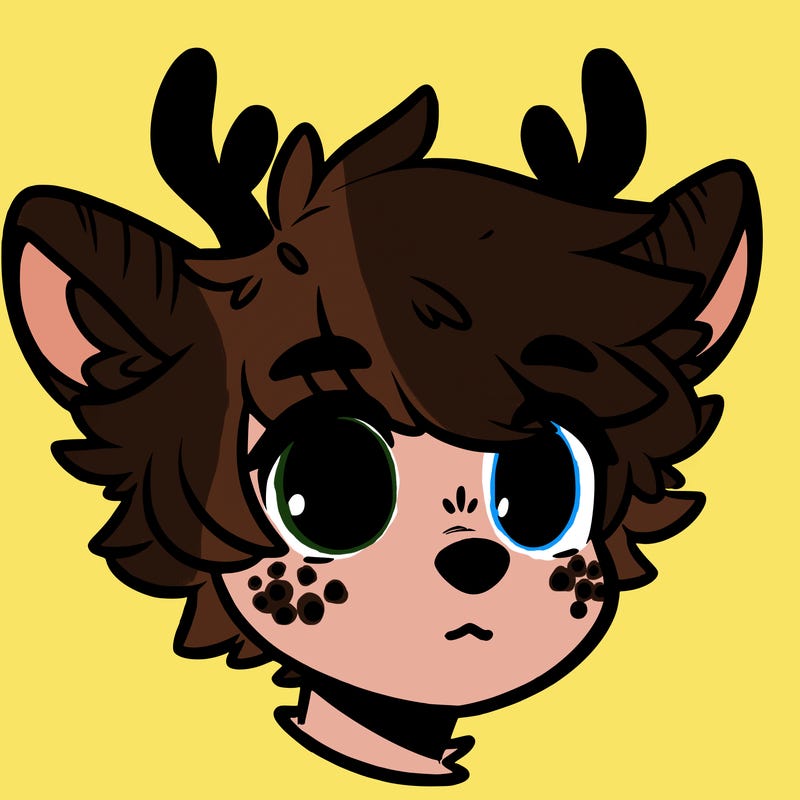 a humanoid deer with soft fluffy ears