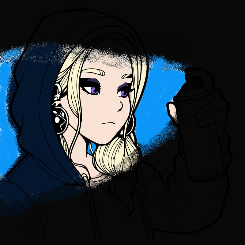 a realistic girl, spray painting