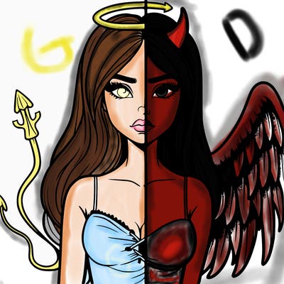 devil vs angel realistic girl