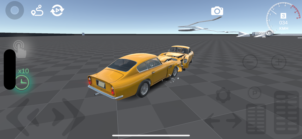 FlexicX - Head on collision of two yellow cars with realistic metal deformation in a physics simulator