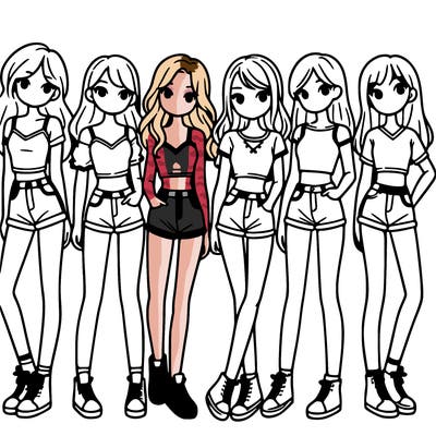 a group of girls wearing crop tops and shorts