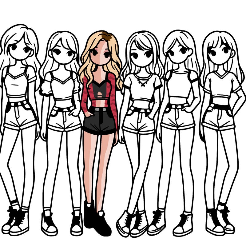 a group of girls wearing crop tops and shorts