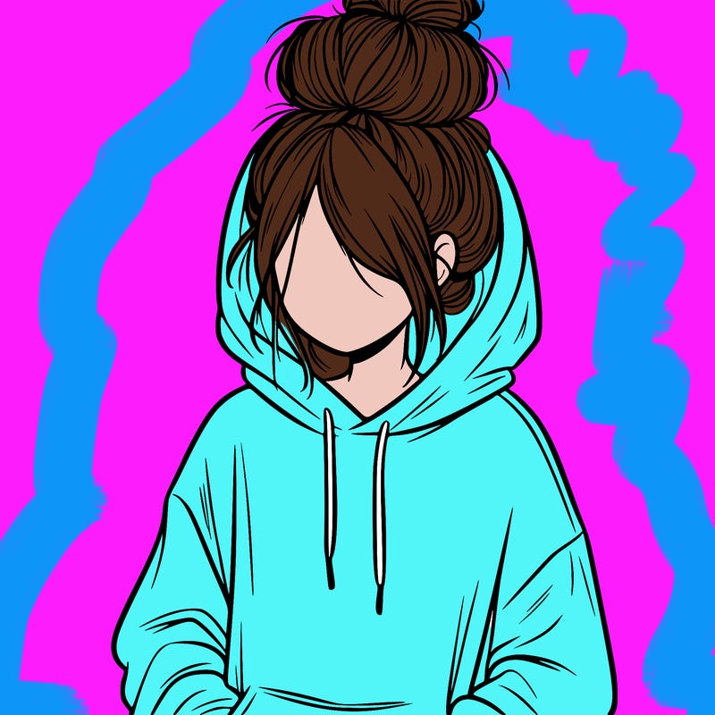 girl in oversized hoodie and messy bun