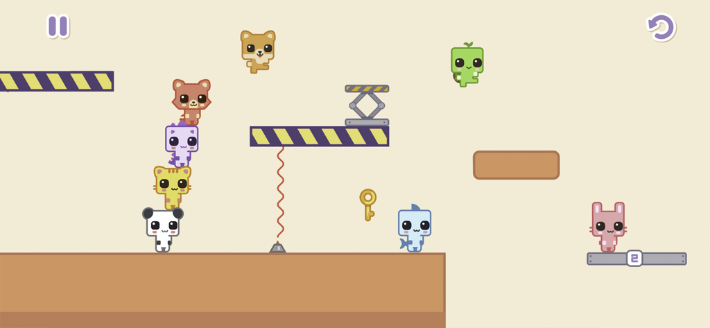 Online Cats – Multiplayer Park - Cute blocky animal characters cooperating in a multiplayer puzzle level