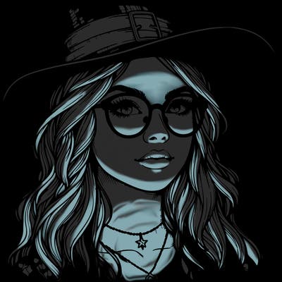 a witch with glasses realistic