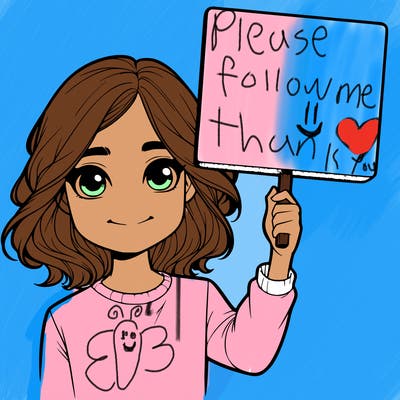 realistic girl holding up a sign