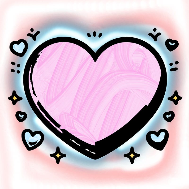 a pink and blue heart
