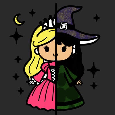 split princess and witch