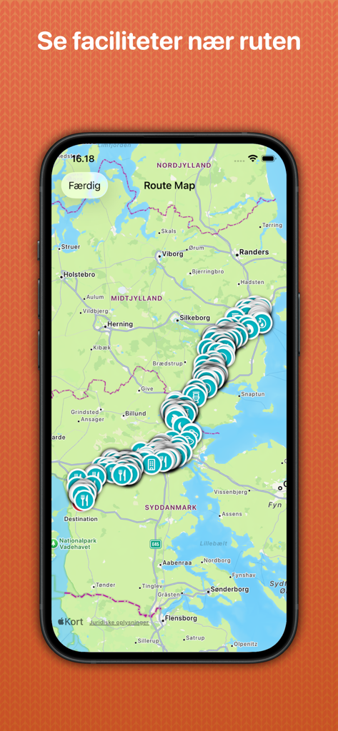 Outdoor Facilities in Denmark - 덴마크의 여행 경로를 따라 야외 시설을 보여주는 인터랙티브 지도