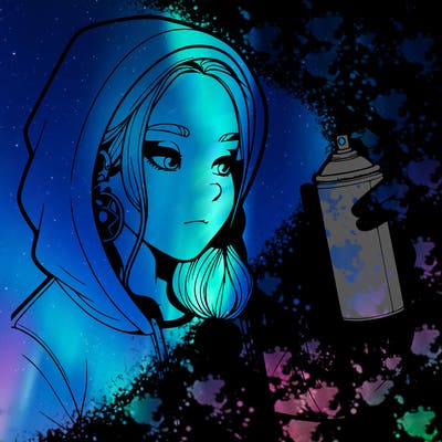 a realistic girl, spray painting