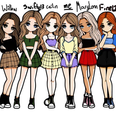 a group of girls realistic