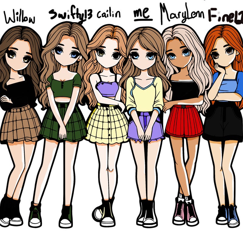 a group of girls realistic