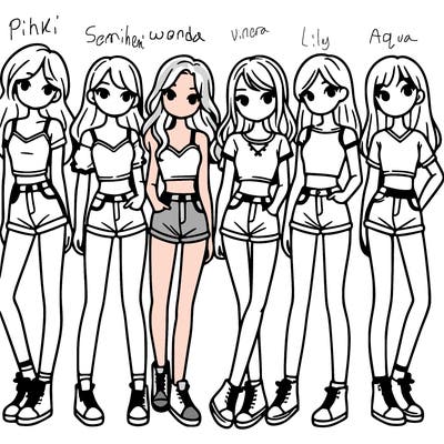 a group of girls wearing crop tops and shorts