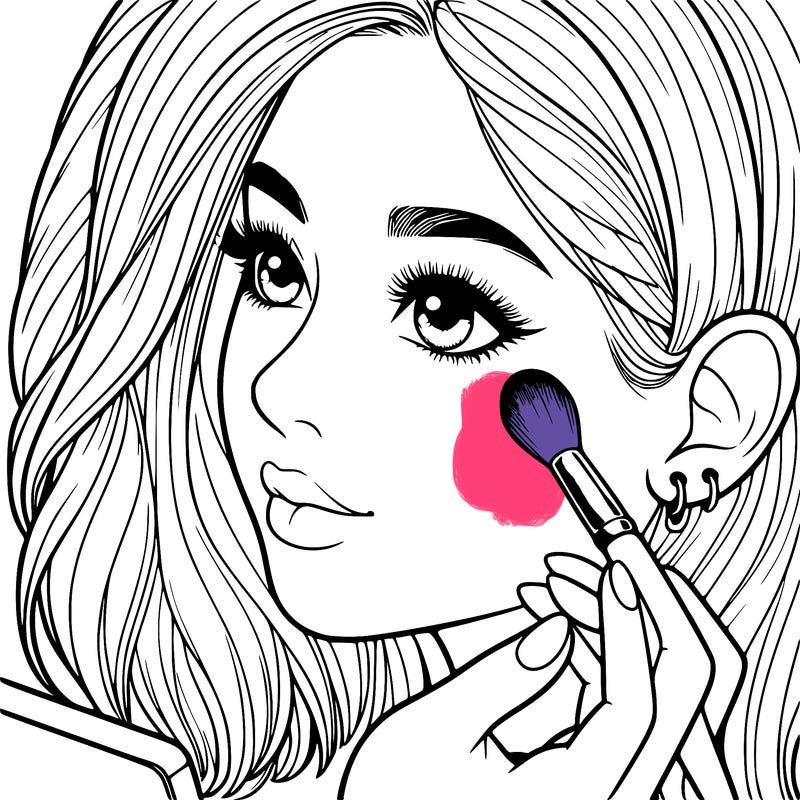 a realistic girl doing her makeup