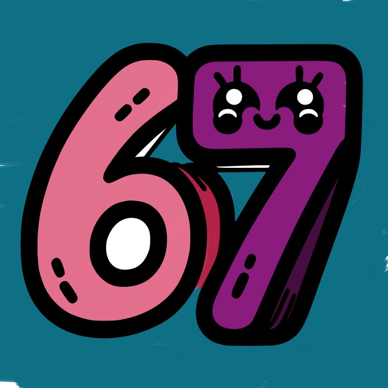 the numbers 67