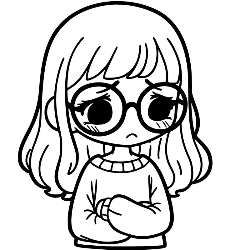 sad girl with glasses on