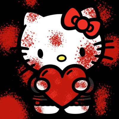 hello kitty holding heart
