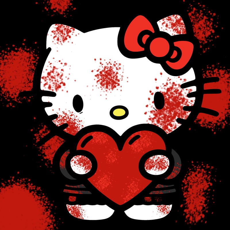 hello kitty holding heart