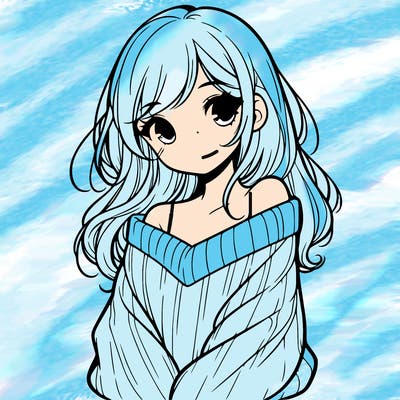 shy pretty girl wearing a sweater that is falling off one shoulder portrait