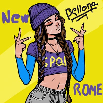 realistic teenage girl with braids and a beanie and crop top doing 🫶🏼