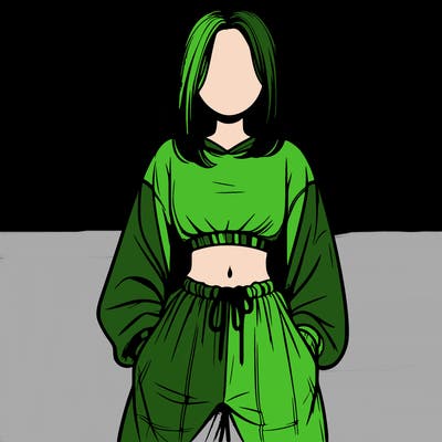 realistic girl faceless with baggy pants and a crop top