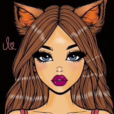realistic girl with fox ears and realistic lips