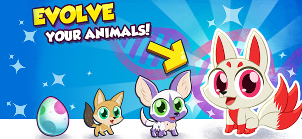 Merge Zoo - Graphic showing the growth of a creature from egg to adult in Merge Zoo