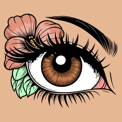 realistic eye with flower