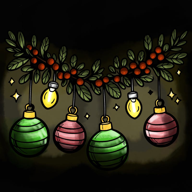 christmas garland with big bulbs