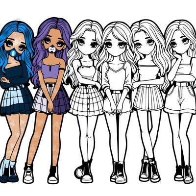 a group of girls realistic