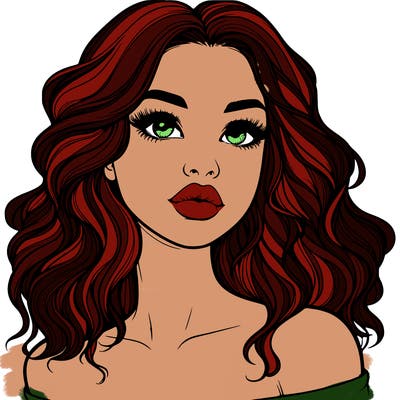realistic girl with wavy hair and lips