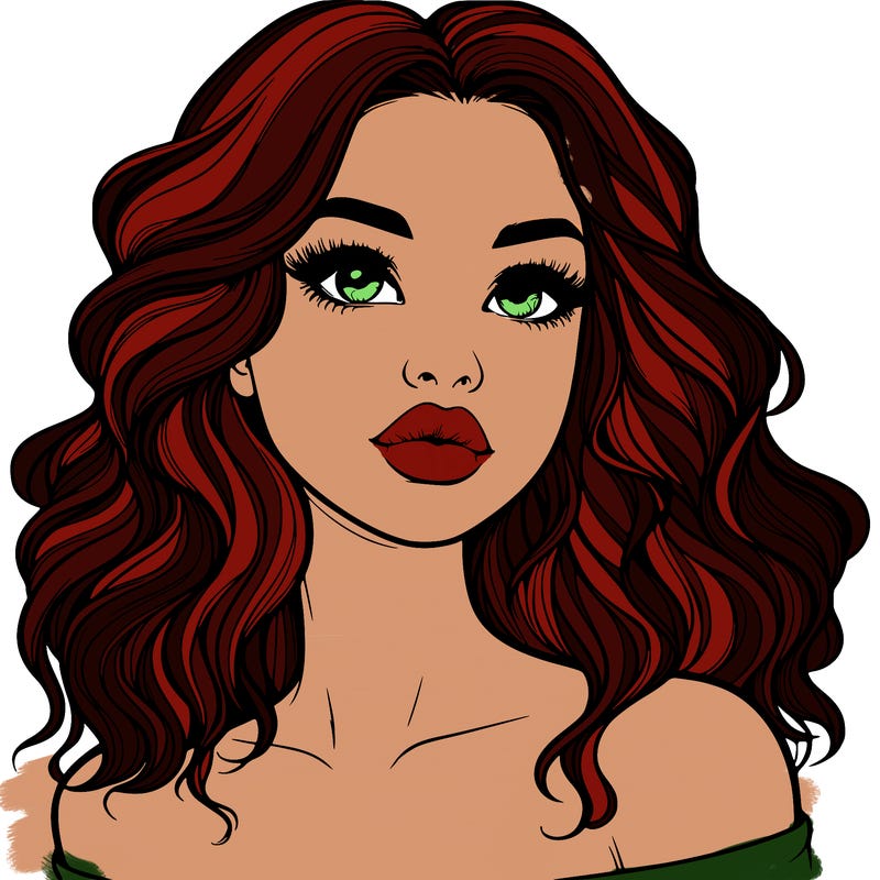 realistic girl with wavy hair and lips