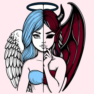 realistic angel half demon