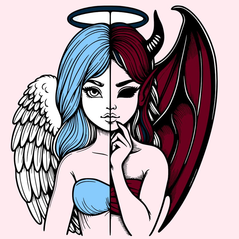 realistic angel half demon