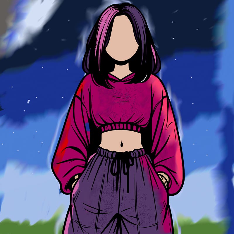 realistic girl faceless with baggy pants and a crop top