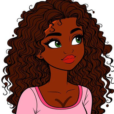 realistic girl with curly hair