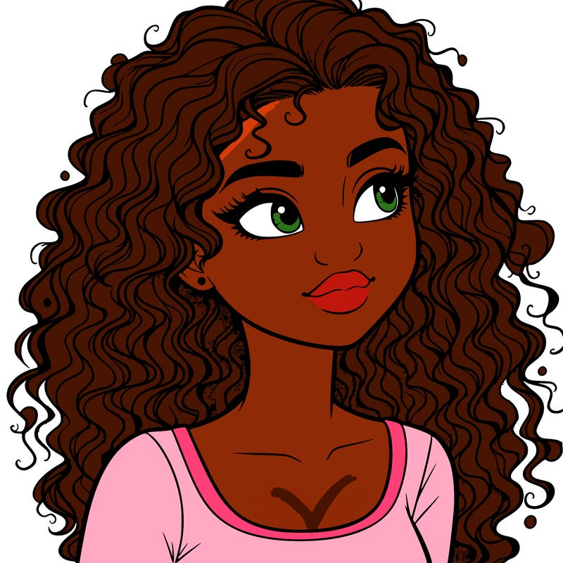 realistic girl with curly hair
