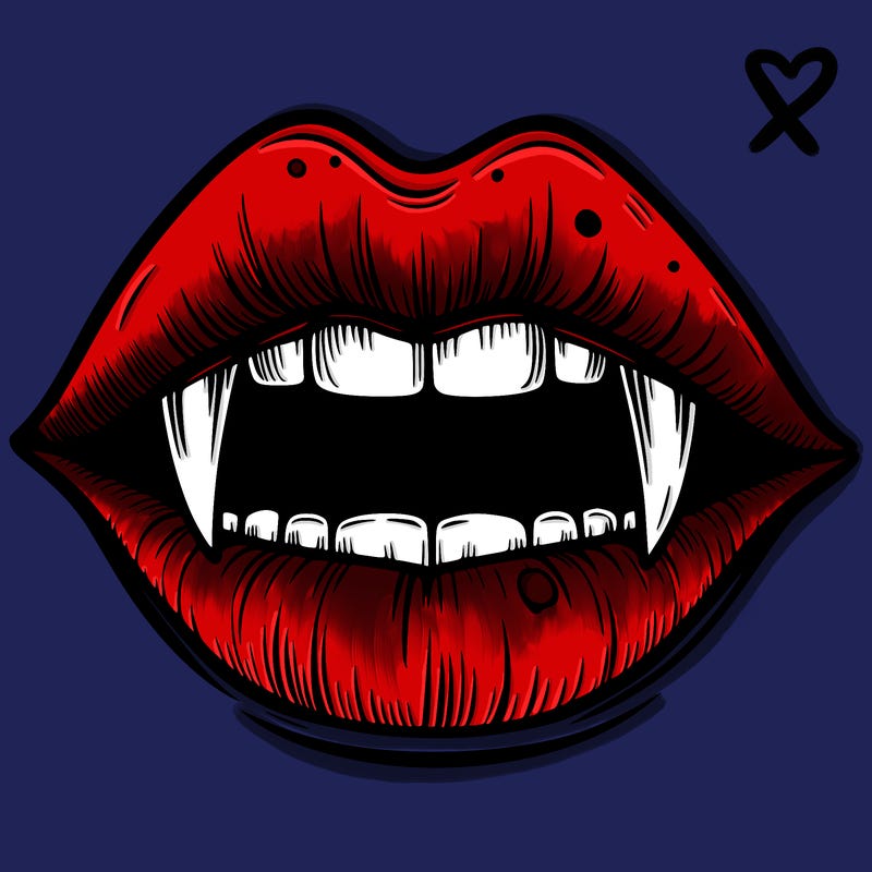lips with vampire teeth